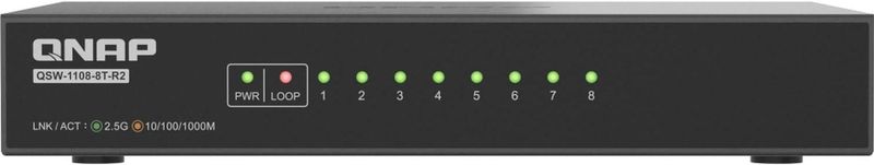 QNAP QSW-1108-8T-R2 netwerk-switch Unmanaged 2.5G Ethernet (100/1000/2500) Desktop Zwart
