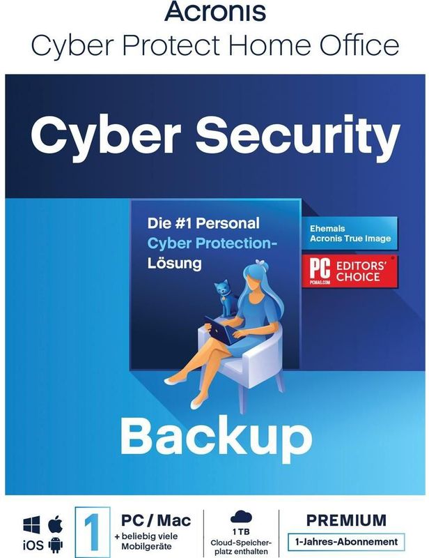 Acronis Cyber Protect Home Office Premium - Abonnementslicentie (1 jaar) - 1 computer, 1 TB cloud s voor Android & Windows & Mac OS