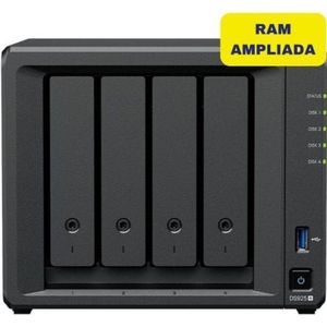Synology NAS-Netzwerk-Speicher DS925+/32G Quad Core Schwarz, Netwerkopslag, Zwart