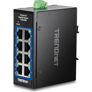 Trendnet - TI-GLC80 - Netwerkschakelaar - Zwart - 8-poorts, 1000 Mbps, IP30, -40°C tot 75°C