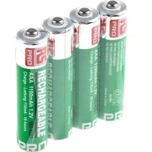 Rs Pro AAA-batterij, NiMH, 1,2V, 1,1Ah, standaardconnector met geringe zelfontlading, -10 → +40 (Ch (1/2 AAA, 1100 mAh), Batterijen