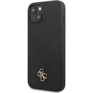 Guess 4G Silicone Metalen Logo (iPhone 13), Smartphonehoes, Zwart