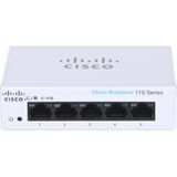Cisco - CBS110-5T-D - Switch - Grijs - 5 Poorten - Unmanaged - Rack-Mountable