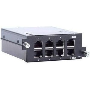 Moxa RM-G4000-8GPOE - Gigabit Ethernetmodule met 8 101001000BaseT(X) IEEE 802.3bt PoE-poorten, Netwerkschakelaar