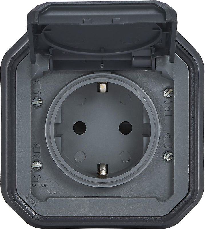 Plexo - Eindstuk - Stopcontact voor Vochtige Ruimtes - IP44 - Spatwaterdicht