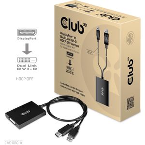 Club 3D DisplayPort naar Dual Link DVI-D HDCP UIT (DVI, 60 cm), Data + Video Adapter, Zwart