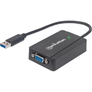 Manhattan Externe videoadapter (USB 3.0, 5 cm), Data + Video Adapter, Zwart
