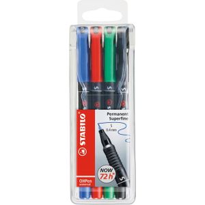 STABILO, Marker, OHPen universele folie stift permanent (Blauw, Rood, Groen, Zwart, 0.40 mm)