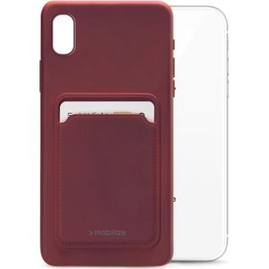 Mobilize Rubber Gelly Kaart Omslag (iPhone XR), Smartphonehoes, Rood