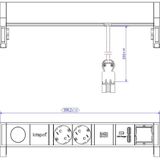 Bachmann - DESK2 Stekkerdoos - Zwart - Aluminium - 1xIOTspot 2xCEE7/3 1xUSB