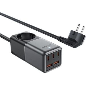 Acefast Desktop stekkerdoos Z2, GaN, 3xUSB-C, 2xUSB-A, 75W (zwart) (75 W), USB-lader, Zwart