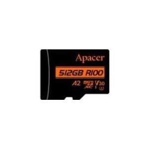 Apacer microSDXC UHS-I U3 V30 Klasse 10 (512 GB, microSDXC, U3, UHS-I), Geheugenkaart, Zwart
