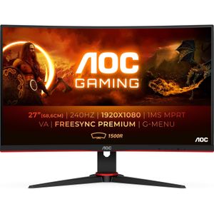 AOC C27G2ZE/BK (1920 x 1080 Pixels, 27"), Monitor, Zwart, Rood
