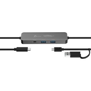 j5create JCH462-N interface hub USB 3.2 Gen 1 (3.1 Gen 1) Type-A + Type-C 5000 Mbit/s Grijs