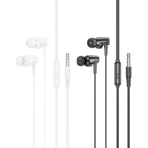 Hoco Wired headphones earphones universal with microphone M112 white (Bedraad), Koptelefoon, Wit