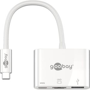 Goobay Goobay USB-C™ Multiport Adapter HDMI, Wit, 0,15 m (USB C), Docking station + USB-hub, Wit