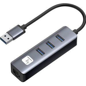 Techly Idata Usb-Etgiga3aa (USB-A, 3 Havens), Docking station + USB-hub, Zwart
