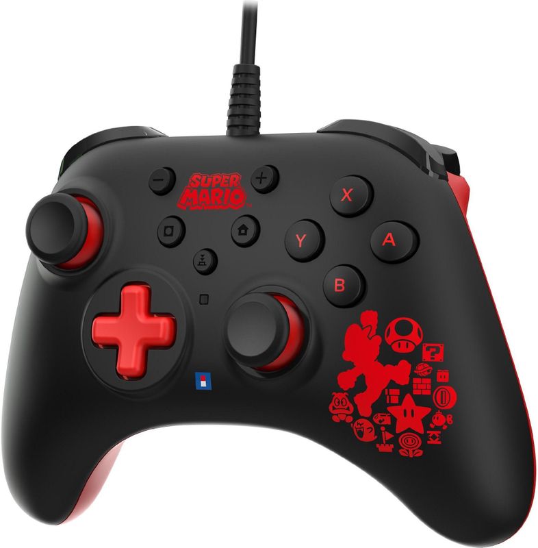 Hori - Wired Controller Turbo - Mario - Zwart en Rood - Bedraad