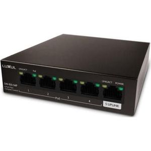 Luxul Wireless SW-100-04P-E Netwerkschakelaar Unmanaged Power over Ethernet (PoE) Zwart (4 ports), Netwerkschakelaar, Zwart