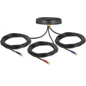 Delock Multiband LTE UMTS GSM GNSS antenne 3 x SMA connector omnidirectionele dakbevestiging zwart buiten (GSM), Netwerkantenne