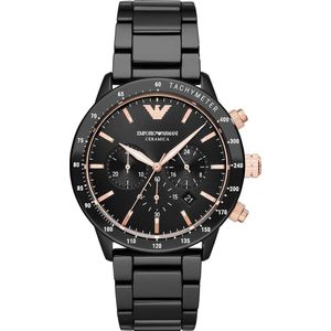 Emporio Armani, Horloge, Mario, Zwart, (Chronograaf, Analoog horloge, 43 mm)