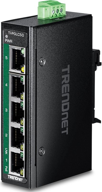 TRENDNET - TI-PGLC50 - Netwerk-switch - Metalen - 5-poorts Gigabit PoE+, IP30, -40°C tot 75°C