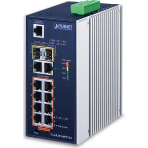 PLANET - IGS-4215-8P2T2S - Industrial 8-Port Switch - 802.3at PoE - Managed