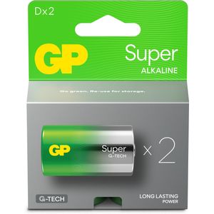 GP Batteries 1x2 GP Super Alkaline 1,5V D Mono LR20 Nieuw 03013AETA-B2 (1 Pcs., D), Batterijen