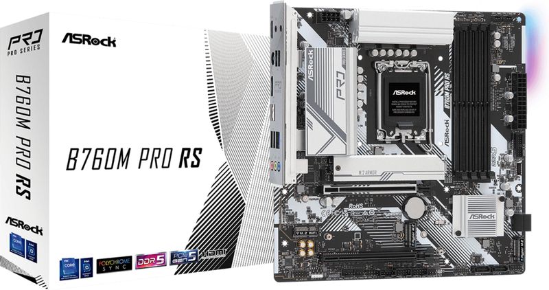 Asrock - B760m Pro Rs Moederbord - Ondersteunt Intel LGA 1700 - DDR5-SDRAM - Max 192GB