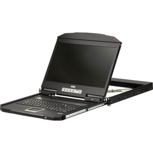 Aten 1U Korte Diepte USB HDMI, KVM schakelaars, Zwart