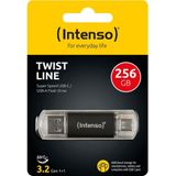 Intenso - Twist Line - USB-stick - 256 GB - Antraciet - USB-C, USB-A