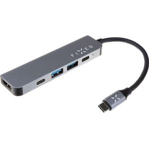 Fixed HUB mini (USB-C, 5 ports), Docking station + USB-hub, Grijs