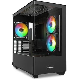 Sharkoon - ELITE SHARK CM100 - PC-behuizing - Zwart - Ondersteunt mATX en Mini-ITX