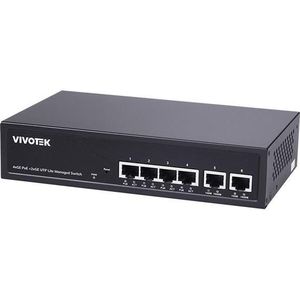 Vivotek AW-GEL-105A-110 PoE schakelaar, 8xGE PoE + 1xGE UTP + 1xGE SFP (10 ports), Netwerkschakelaar, Zwart