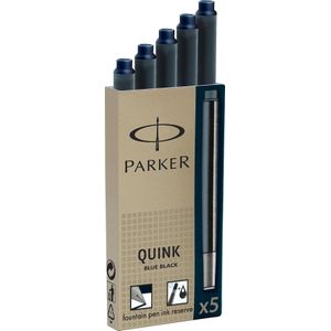 Parker Pen, zz3_ARCHIV_Pen_to_pen, Quink - inktpatroon - permanent - blauw-zwart - pak van 5 - voor IM; Jotter; Sonnet; Urban