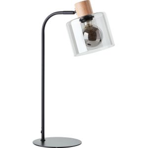 Brilliant, Tafellamp, Lamp van tavolo Weald nero/fumo/legno Dimensione: 50x18 (E27)