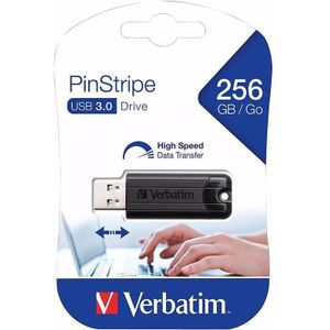 Verbatim - PinStripe - USB-stick - Zwart - 256 GB - USB 3.0