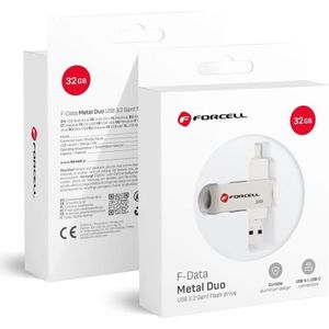 Forcell - F-DATA Metal Duo - USB-stick - Zilver - 32GB - USB3.2 Gen 1