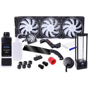 Alphacool Core Hurrican 360mm XT45 HardTube, CPU waterkoelers, Zwart, Transparant, Grijs