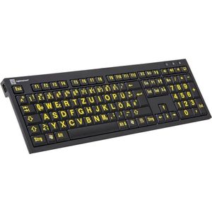 Logickeyboard XL Print PC Slim Line NERO (DE, Bedraad), Toetsenbord, Geel