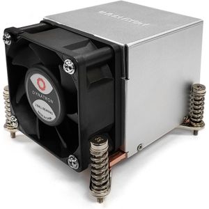 Dynatron Intel CPU-koeler 2U K650 LGA1150-51-55-56 koperen voet en aluminium vinnen actief met PWM en (64 mm), Processorkoeler, Veelkleurig