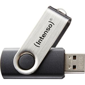 Intenso Basislijn (16 GB, USB-A), USB-stick, Zwart, Zilver