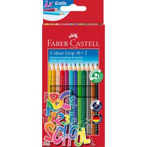 Faber-Castell, Kleurpotloden, Kleurpotloodetui 10+2 Colour Grip assorti (Veelkleurig, 12 x)