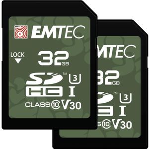Emtec SD 32GB UHS-I U3 V30 Buiten P2 (32 GB, SD, U3, UHS-I), Geheugenkaart