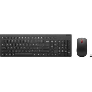 Lenovo Essential Wireless Combo Keyboard & Mouse Gen2 Black-German (DE, Draadloze), Toetsenbord, Zwart