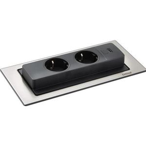 Evoline, Stopcontacten, BackFlip, Edelstahl, Schuko