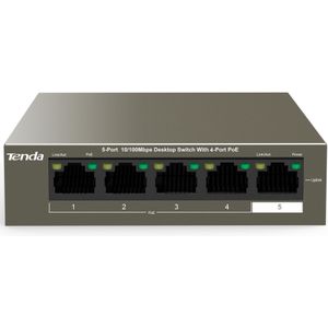 Tenda 5-poorts FE TEF1105-4-63W 58W (4x PoE) (5 ports), Netwerkschakelaar, Grijs