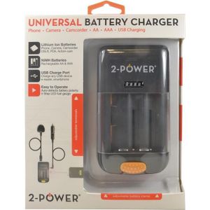 2-Power Universele camera batterijlader - detailhandel (1 Pcs., LR1, AA, AAA, Oplaadbare batterijen + lader), Acculader