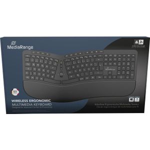 MediaRange ergonomisch draadloos multimedia toetsenbord, QWERTZ, zwart (DE, Draadloze), Toetsenbord, Zwart