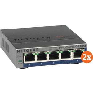 Netgear GS105E ProSafe Plus Duopack (5 ports), Netwerkschakelaar, Grijs